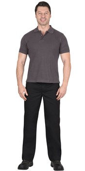 Рубашка-поло серая короткие рукава с манжетом, пл.180 г/м2 - фото 64634