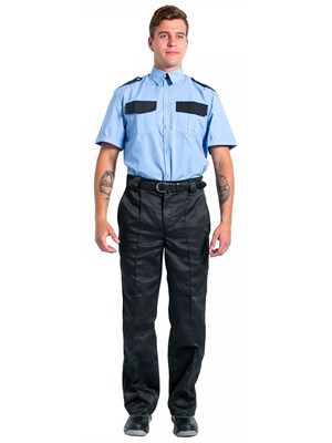 Рубашка охранника с коротким рукавом мужская, голубой - фото 6583