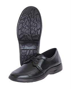 Туфли мужские на шнуровке черные иск. кожа - фото 66015