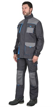Куртка "СИРИУС-Двин" т.серый со ср.серым и голубой отделкой пл. 275 г/кв.м - фото 66909