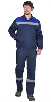 Костюм "СИРИУС-МАСТЕР-РОСС" куртка короткая, брюки темно-синий с васильковым - фото 67051