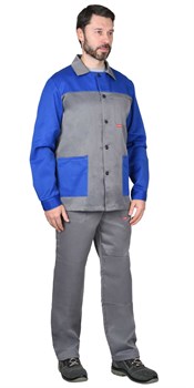 Костюм "СИРИУС-Аспект":  куртка, брюки ср. серый с васильковым - фото 67210