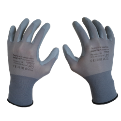 Перчатки защитные Scaffa Контакт PU1850T-GR нейлоновые с полиуретановым покрытием серые (18 класс) - фото 67710