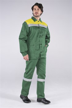 Костюм Стандарт СОП усиленный (тк.Смесовая,210) брюки, зеленый/желтый - фото 67928
