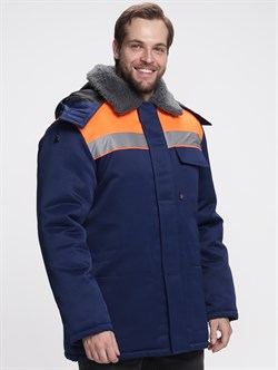 Куртка зимняя Бригада NEW (тк.Смесовая,210), т.синий/оранжевый - фото 68287
