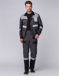 Костюм Виват-1 Премиум IMP (тк.Смесовая,240) брюки, т.серый/черный/св.серый - фото 68302