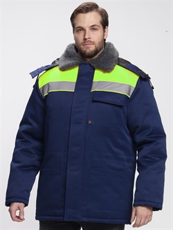 Куртка зимняя Бригада NEW (тк.Смесовая,210), т.синий/лимонный - фото 68435