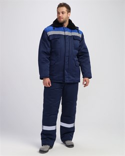 Куртка зимняя Стандарт (тк.Смесовая,210), т.синий/васильковый - фото 69032