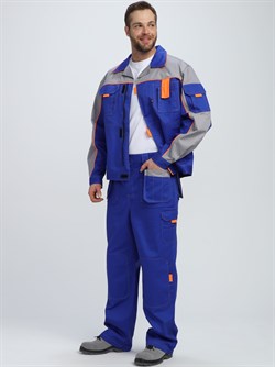 Костюм Союз-Профессионал-1 CH (тк.Смесовая,240) брюки, васильковый/св.серый/оранжевый - фото 70703