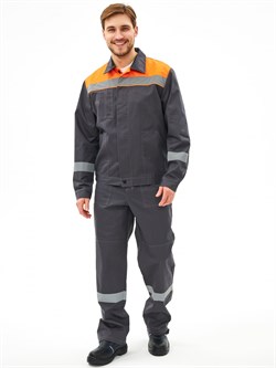 Костюм Липецк-1 СОП CH (тк.Смесовая,280) брюки, т.серый/оранжевый - фото 71904