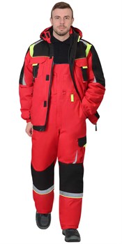 Костюм "Стан" зимний: куртка, п/к, красный с черным и лимонной отделкой  (ЧЗ) - фото 72529