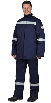 Костюм сварщика "Сфинкс" зимний: куртка, брюки синий(480 гр/кв.м) и СОП 50мм - фото 72608