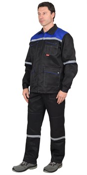 Костюм "МЕХАНИК": куртка, брюки черный с васильковым и СОП 25мм - фото 72632