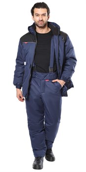 Костюм "Комфорт" зимний куртка удл., брюки синий с черным тк.Таслан  (ЧЗ) - фото 72665