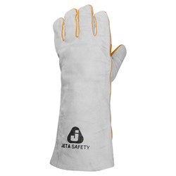 JWK1401 Ferrus Long Перчатки сварщика Jeta Safety с крагой из спилковой кожи с подкладкой из хлопчатобумажной ткани и флиса, с дополнительной накладкой на ладони, цвет серый/желтый - фото 76711