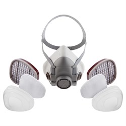 Комплект для защиты дыхания Jeta Safety J-SET 5500P: полумаска, фильтры А1E1 (2 шт), предфильтры P2 (4 шт), держатели (2 шт) - фото 77342