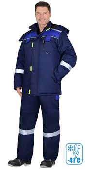 Костюм "БОСТОН-РОСС"-41 зимний: курт. дл.,п/к. син.с вас. и чёр. отд.иСОП50мм  (ЧЗ) - фото 78557