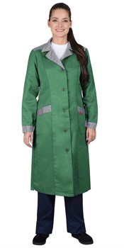 Халат СИРИУС-ТЕХНОЛОГ женский, зеленый со средне-серым - фото 83864