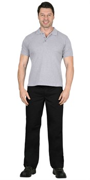 Рубашка-поло меланж серый короткие рукава с манжетом, пл.180 г/м2 (ЧЗ) - фото 84183