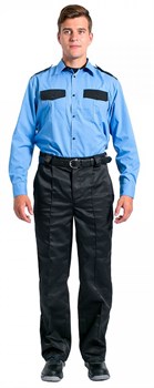 Рубашка охранника на резинке с длинным рукавом мужская, голубой - фото 8439