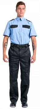 Рубашка охранника на резинке с коротким рукавом мужская, голубой - фото 8440