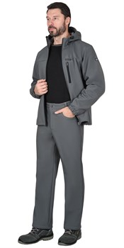 Костюм СИРИУС-АЗОВ с капюшоном серый софтшелл пл 350 г/кв.м - фото 84422