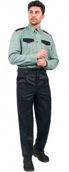 Рубашка охранника с длинным рукавом мужская, зеленый - фото 8442
