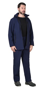 Костюм СИРИУС-АЗОВ с капюшоном синий софтшелл пл 350 г/кв.м - фото 84431