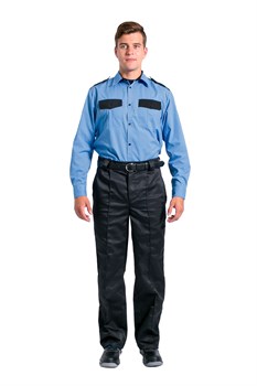 Рубашка охранника с длинным рукавом мужская, ярко-голубой - фото 8443