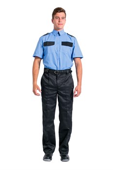Рубашка охранника с коротким рукавом мужская, ярко-голубой - фото 8446