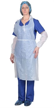 Фартук одноразовый ПНД 76х120см белый (упак.100 шт.) - фото 84623