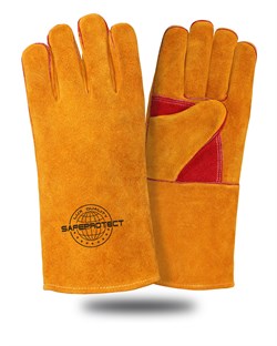 Краги спилковые Safeprotect усиленные желто-красные (подкладка) р.10,5 (х12х60) - фото 85149