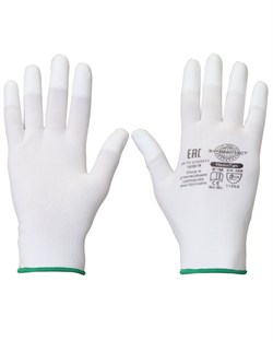 Перчатки Safeprotect НейпТач (нейлон+полиуретан на конч.пальцев, белый) - фото 85223