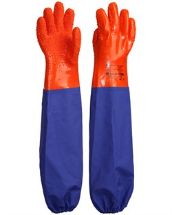 Перчатки Safeprotect РЫБАК ЛОНГ-SP (интерлок+ПВХ с крошкой, с нарукавником дл.26+40см) - фото 85289