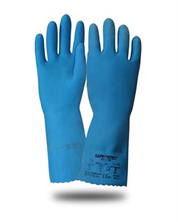 Перчатки Safeprotect КЩС-1-SP синие (латекс, слой Silver, толщ.0,45мм, дл.300мм) - фото 85294