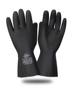 Перчатки Safeprotect КЩС-1-SP LUX черные (латекс, слой Silver, толщ.0,65мм,дл.300мм) - фото 85295
