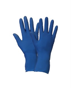 Перчатки одноразовые Safeprotect ХайРиск (латексные неопудр, текстур., 26гр, синие) (25пар) - фото 85311