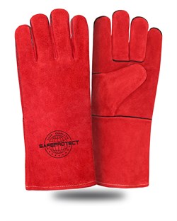 Краги спилковые ЯМАЛ Safeprotect красные (флисовая подкладка) р.10,5 (х12х60) - фото 85380
