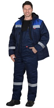 Костюм СИРИУС-РОСТ-НОРД-2 зимний, куртка, п/к, темно-синий с васильковым и СОП - фото 86271