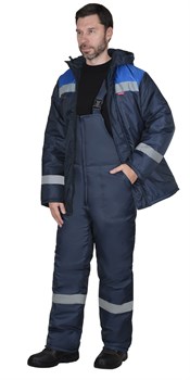 Костюм СИРИУС-РОСТ-НОРД-2 зимний, куртка, полукомбинезон, темно-синий с васильковым и СОП - фото 86282