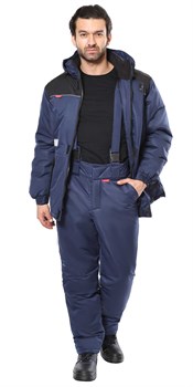 Костюм СИРИУС-КОМФОРТ зимний, куртка, брюки, синий с чёрным - фото 86500