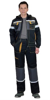 Костюм СИРИУС-РОДОС куртка, брюки, черный с темно-серым - фото 86619