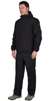 Костюм СИРИУС-АЗОВ с капюшоном черный софтшелл пл 350 г/кв.м - фото 86909