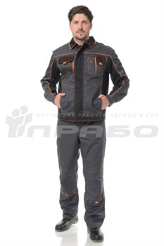 Костюм Бренд 1 (тк.Смесовая,240) брюки ПРАБО, т.серый/черный (Кос105сч) - фото 8731