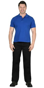 Рубашка-поло васильковая короткие рукава с манжетом, пл.180 г/м2 (ЧЗ) - фото 87326