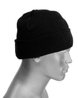 Шапка трикотажная зимняя на синтепоне (120 гр/м2) черная - фото 87475