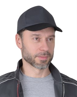 Кепка-бейсболка т.серая с черным козырьком - фото 87488