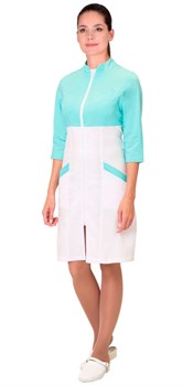 Халат СИРИУС-ДЕЛИЯ женский белый с мятным - фото 87509