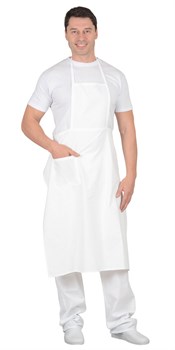 Фартук повара с грудкой (бязь) белый - фото 87669