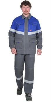 Куртка СИРИУС-САМОТЛОР-РОСС дл., серый с васильк. 80% х/б 20% п/э антистат. нить МВО - фото 89226